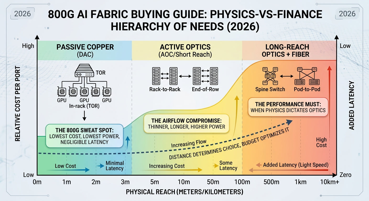 800G AI Fabric Buying Guide: Copper Where You Can, Optics Where You Must (2026)