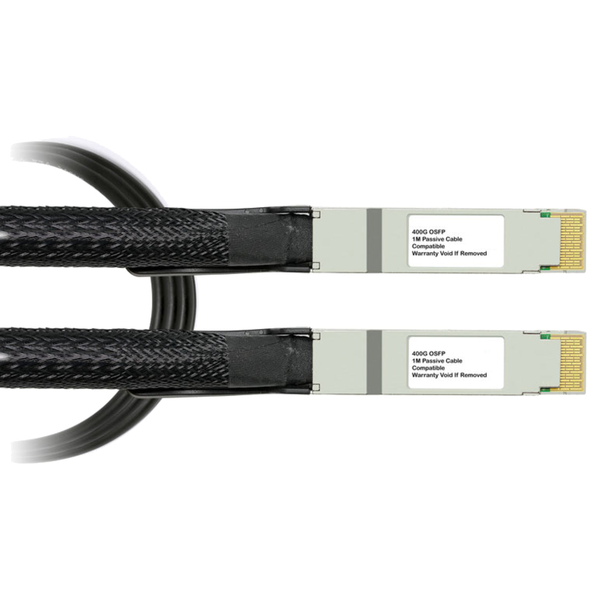 MCP1660-W001E30 Mellanox Compatible, 400G QSFP-DD Passive DAC Cable - 1m - front view on white