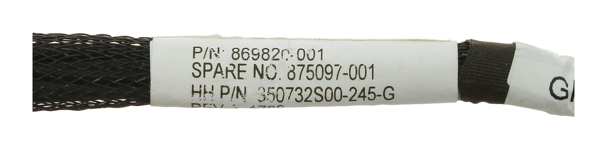 869820-001 HPE DL380 Gen10 8-pin GPU power cable from kit 871829-B21, part number label close-up