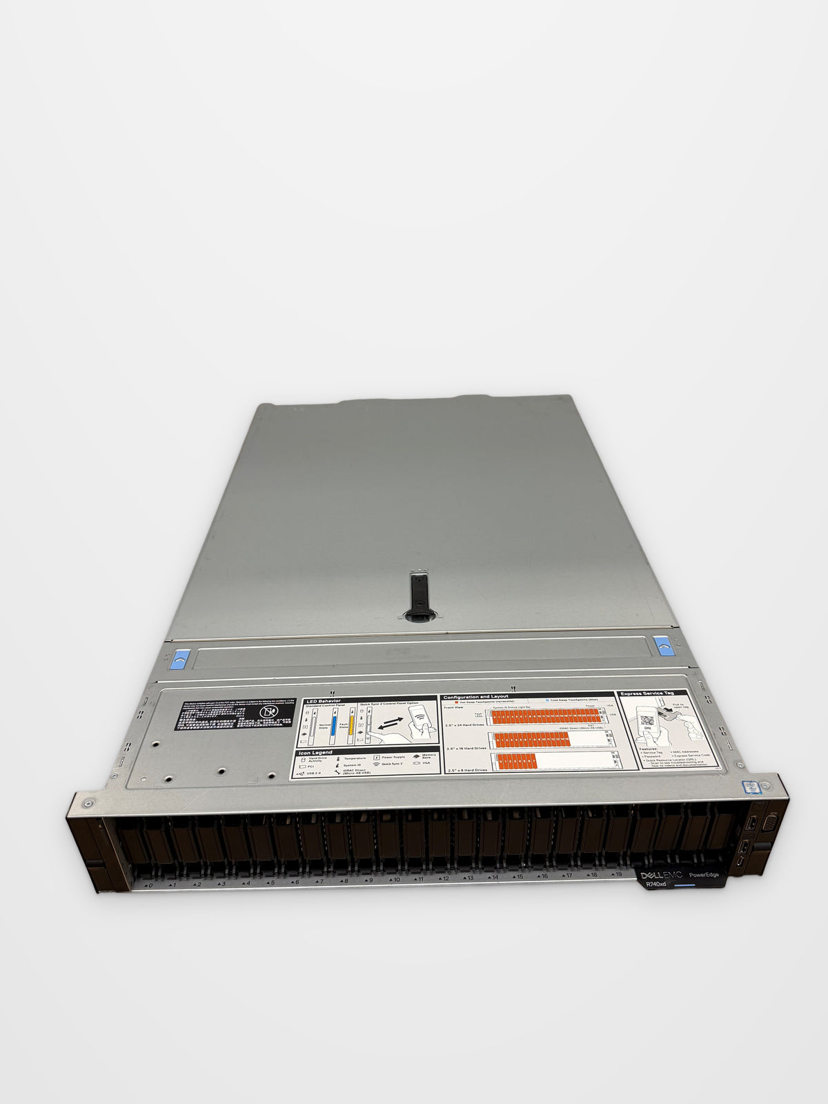 Dell PowerEdge R740xd 24SFF 2U rack server – front view with 24 2.5-inch drive bays