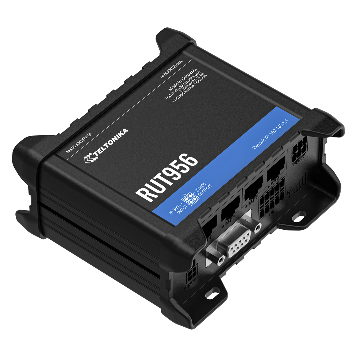 Teltonika RUT956 industrial 4G LTE router with GNSS (RUT956) — angled view