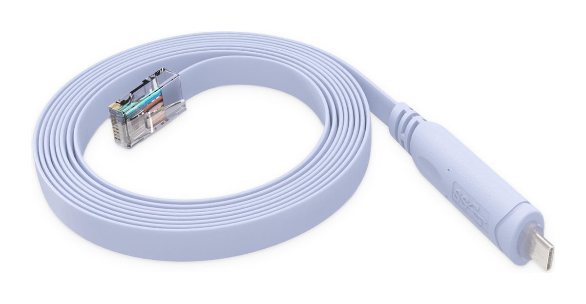CAB-CONSOLE-USB-C Cisco-compatible USB-C to RJ45 console cable, 6ft, USB-C and RJ45 ends