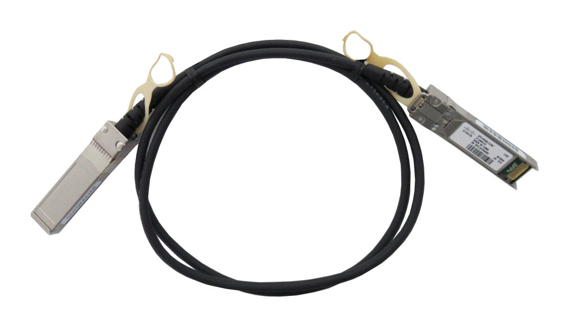 Cisco SFP-H10GB-CU1M 10GBASE-CU SFP+ Direct-Attach Cable, New - front view on white