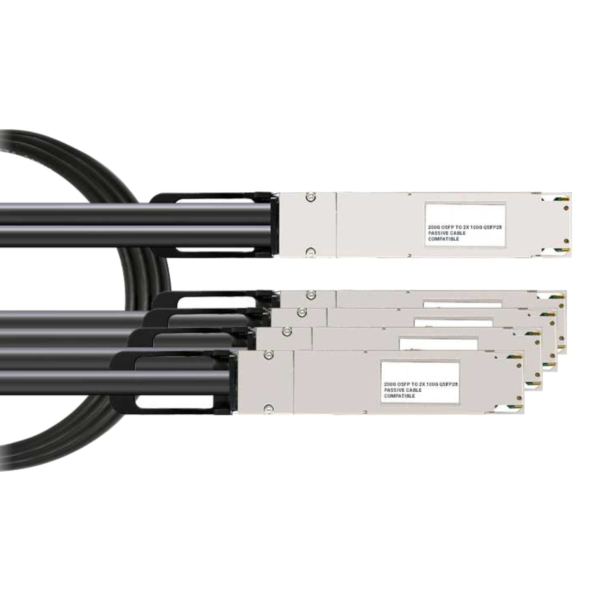 MCP7Y50-N001 Compatible 800G OSFP to 4x200G OSFP Breakout DAC Cable - 1M NVIDIA / Mellanox - front view on white