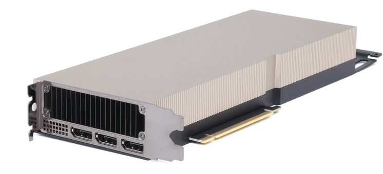 NVIDIA A40 48GB GDDR6 PCIe GPU (900-2G133-0000-000), front view with passive heatsink and display outputs