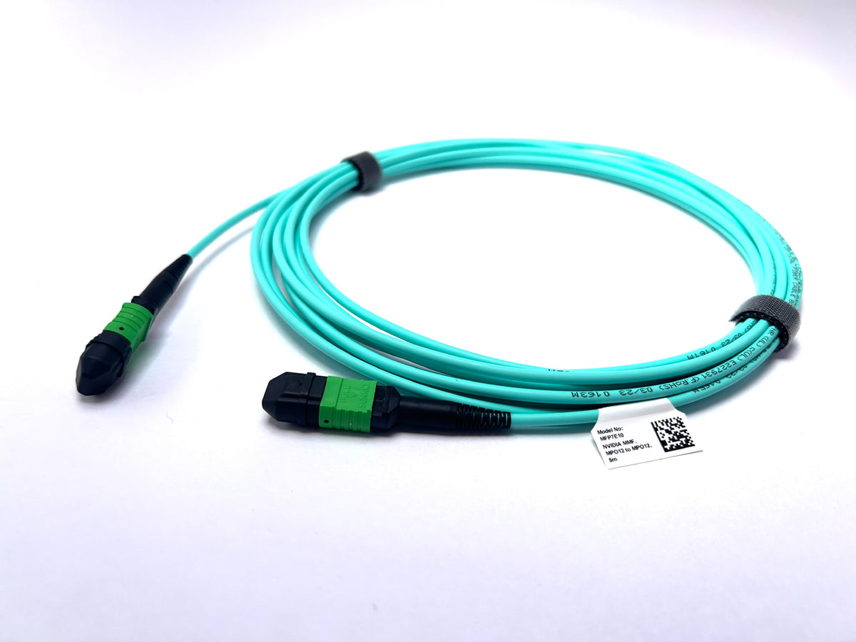 NVIDIA MFP7E10-N005 5m MPO-12/APC multimode fiber cable, coiled cable