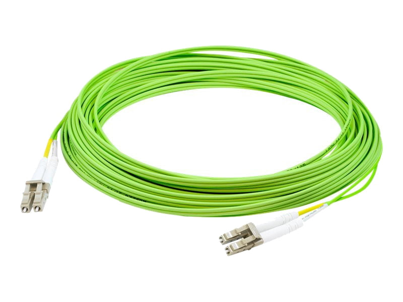 OM5 Multimode Fiber Patch Cable, LC to LC 50/125 Wideband, LSZH/OFNR Dual-Rated, Lime Green - alternate view