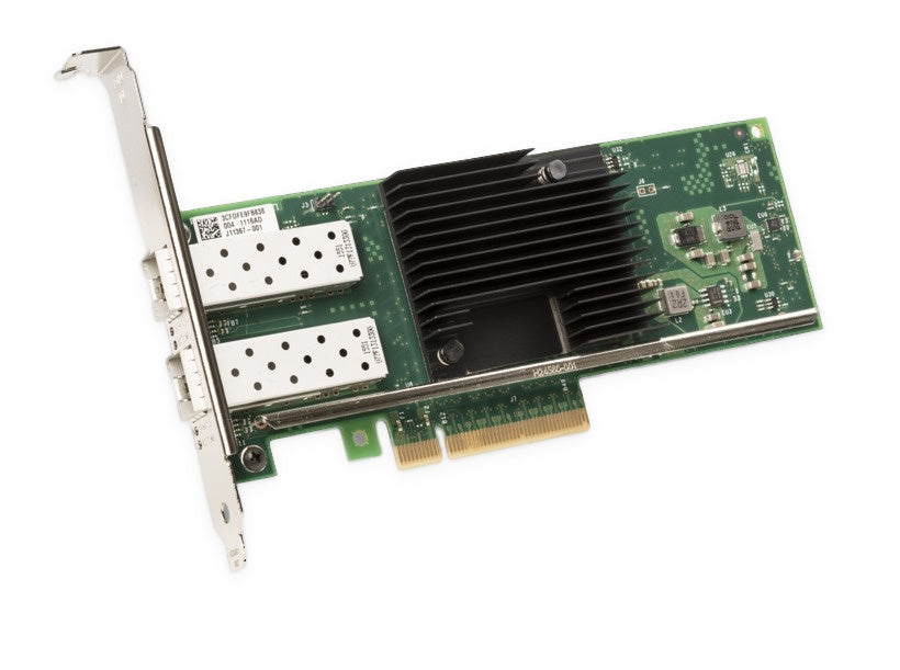 X710-DA2 Intel dual-port 10GbE SFP+ network adapter, Refurbished, angled view with bracket